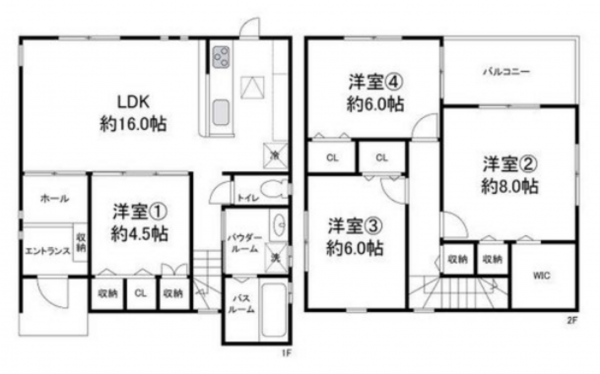 泉佐野市長滝、中古一戸建ての間取り画像です