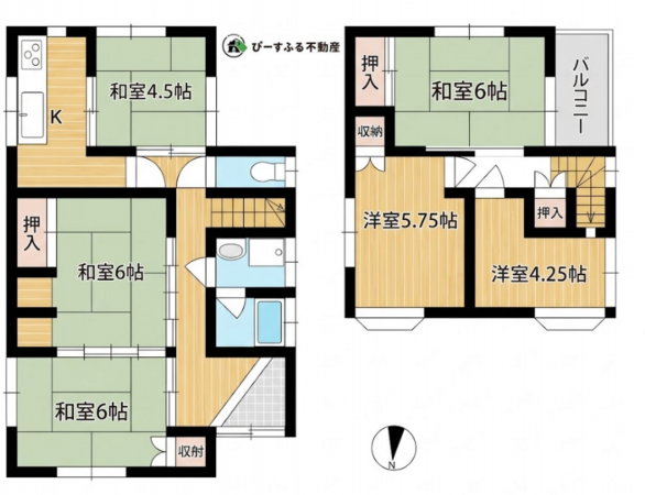 泉佐野市日根野、中古一戸建ての間取り画像です
