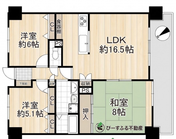 泉佐野市日根野、マンションの間取り画像です