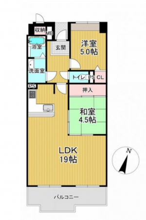 貝塚市地蔵堂、マンションの間取り画像です