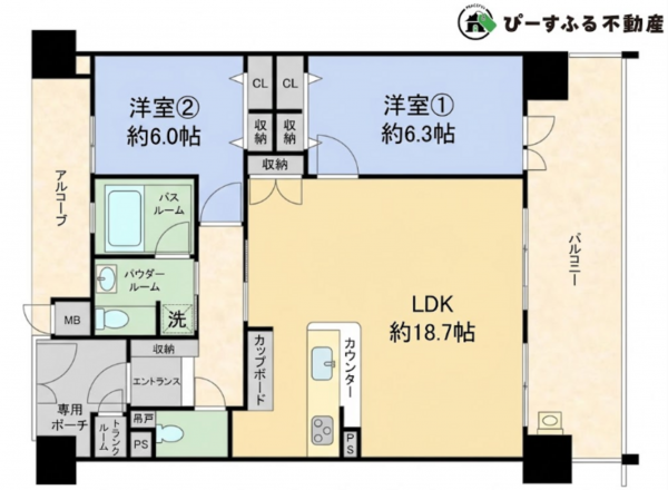 泉佐野市上町、マンションの間取り画像です