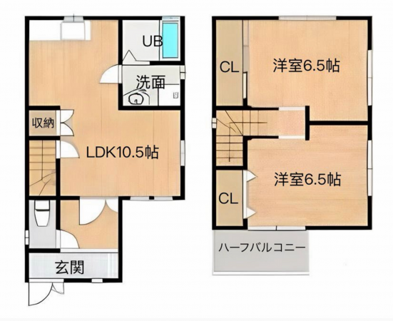 岸和田市池尻町、中古一戸建ての間取り画像です