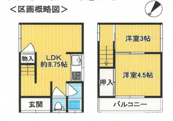 岸和田市南町、中古一戸建ての間取り画像です