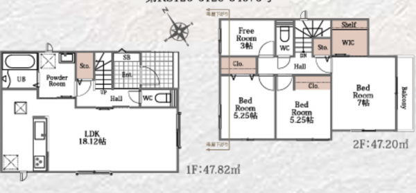 泉佐野市新安松、新築一戸建ての間取り画像です