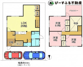 泉南郡熊取町つばさが丘北、中古一戸建ての間取り画像です