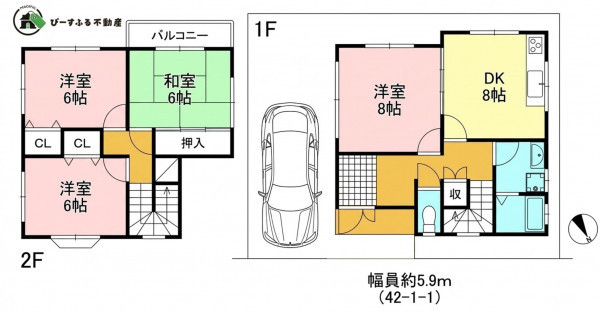 貝塚市津田南町、中古一戸建ての間取り画像です