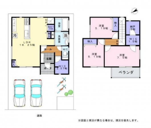 岸和田市下池田町、中古一戸建ての間取り画像です