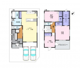 岸和田市上野町西、中古一戸建ての間取り画像です
