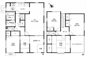 岸和田市岡山町、中古一戸建ての間取り画像です