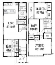 泉佐野市新安松、中古一戸建ての間取り画像です