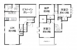 岸和田市池尻町、中古一戸建ての間取り画像です