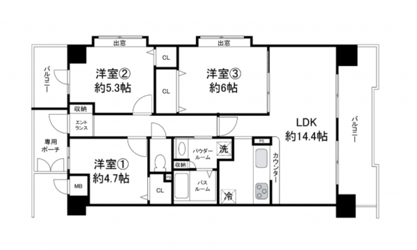 岸和田市堺町、マンションの間取り画像です