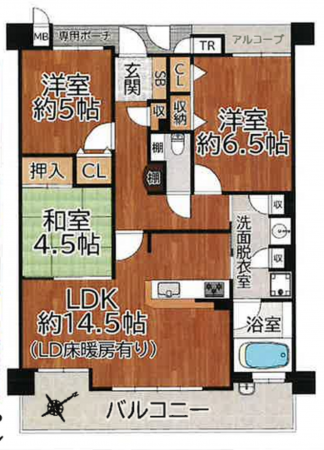 泉佐野市上町、マンションの間取り画像です
