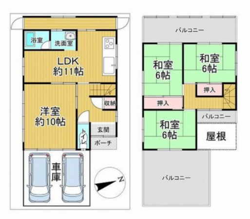 泉佐野市上瓦屋、中古一戸建ての間取り画像です