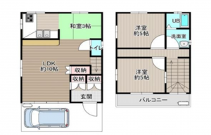 泉南郡熊取町五月ケ丘、中古一戸建ての間取り画像です