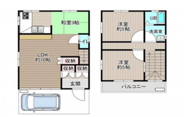 泉南郡熊取町五月ケ丘、中古一戸建ての間取り画像です