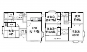 貝塚市堀、中古一戸建ての間取り画像です