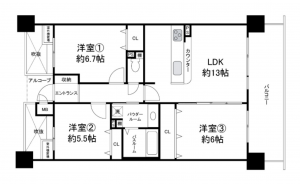 岸和田市土生町、マンションの間取り画像です