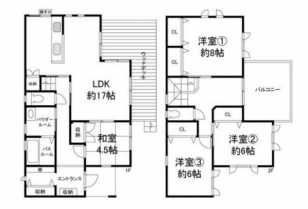 泉佐野市日根野、中古一戸建ての間取り画像です