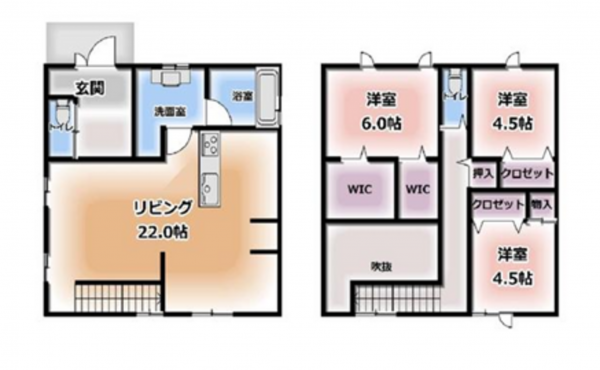 岸和田市岸の丘町、中古一戸建ての間取り画像です