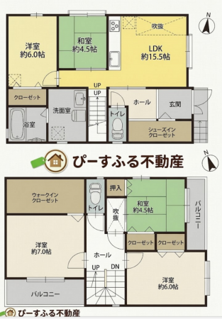 岸和田市藤井町、中古一戸建ての間取り画像です
