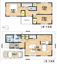 泉佐野市大宮町、新築一戸建ての間取り画像です