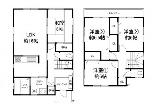 岸和田市門前町、中古一戸建ての間取り画像です