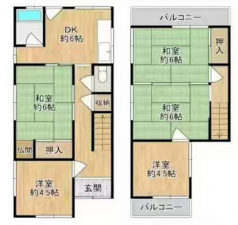 貝塚市澤、中古一戸建ての間取り画像です