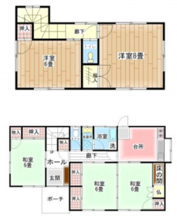 佐世保市若竹台町、中古一戸建ての間取り画像です