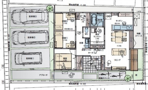 佐世保市三川内本町、新築一戸建ての間取り画像です