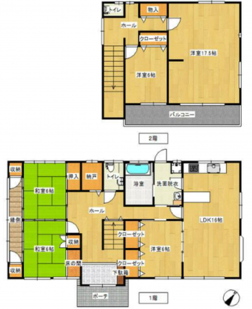 佐世保市新田町、中古一戸建ての間取り画像です