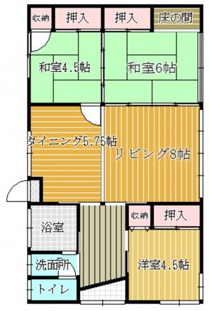 佐世保市天神、中古一戸建ての間取り画像です