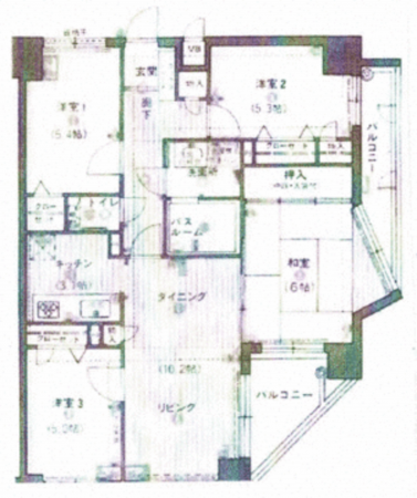 佐世保市比良町、マンションの間取り画像です