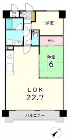 佐世保市稲荷町、マンションの間取り画像です