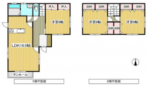 佐世保市須田尾町、中古一戸建ての間取り画像です