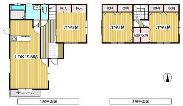佐世保市須田尾町、中古一戸建ての間取り画像です