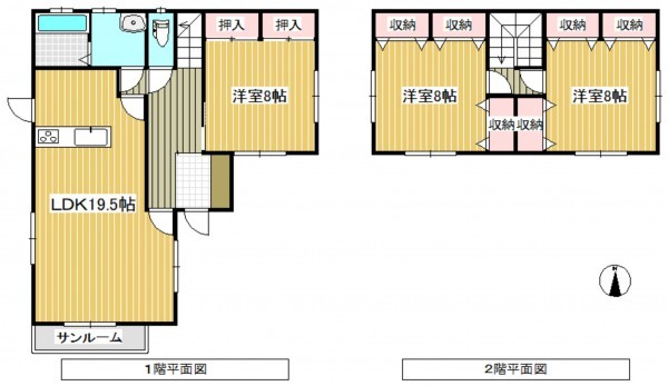 佐世保市須田尾町、中古一戸建ての間取り画像です