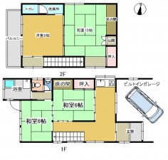 佐世保市高梨町、中古一戸建ての間取り画像です