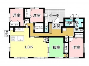 松江市玉湯町、中古一戸建ての間取り画像です