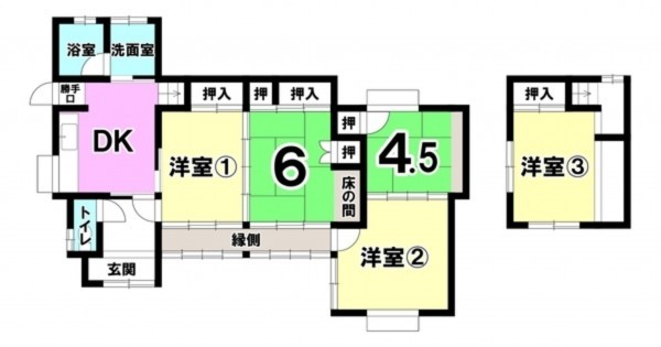 松江市法吉町、収益物件/住宅の間取り画像です