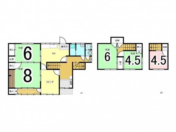 松江市八雲台、中古一戸建ての間取り画像です