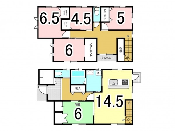 松江市西川津町、中古一戸建ての間取り画像です