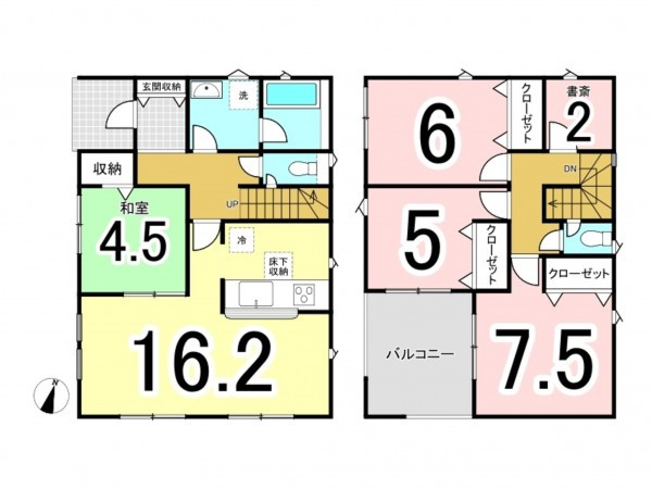 松江市八雲町、新築一戸建ての間取り画像です