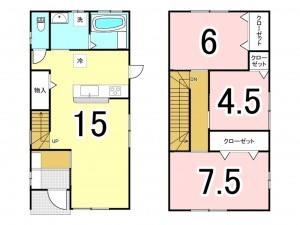 松江市法吉町、新築一戸建ての間取り画像です