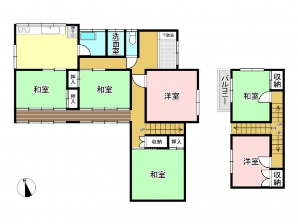 松江市上乃木、中古一戸建ての間取り画像です