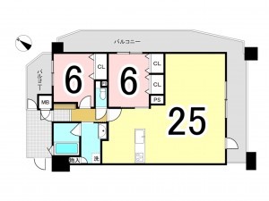 松江市春日町、マンションの間取り画像です