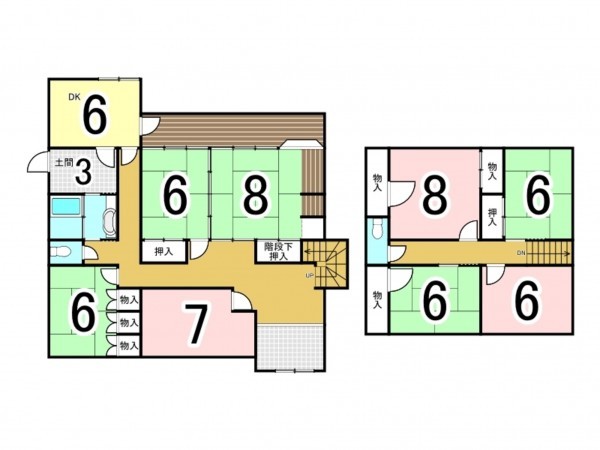 松江市上乃木、中古一戸建ての間取り画像です
