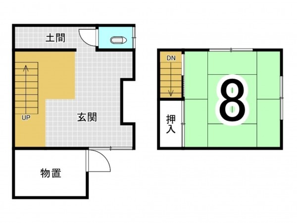 松江市中原町、中古一戸建ての間取り画像です