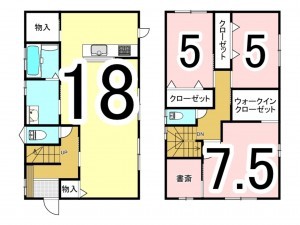 松江市南平台、新築一戸建ての間取り画像です
