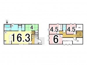 松江市西川津町、新築一戸建ての間取り画像です